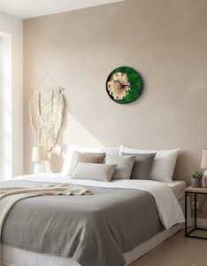 Emerald Forest Wood Slice Wall <b>Clock</b> Moss Grove Rustic Wooden Wall <b>Clock</b> Woodland Harmony Moss Art <b>Clock</b> Evergreen Timber Moss - Product Image 2