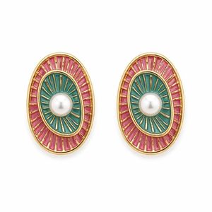 Pendientes de Moda para Mujeres y Niñas - Pendientes de Perlas y Piedras Multicolores Antideslustre, Joyería Occidental, Regalo (WE011Mul) - Product Image 1