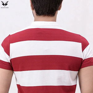 Polo de Punto de Manga Corta a Rayas Rojas y Blancas para Hombre, Tejido Suave de la Más Alta Calidad, Camiseta Informal Transpirable de Algodón - Product Image 4