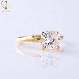 Bijoux fantaisie fait à la main nouveau Design 2 CT coussin coupe 14K solide diamant naturel Solitaire doigt bague de fiançailles pour les femmes - Product Image 2