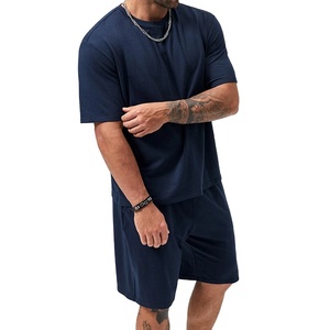 Nouveaux ensembles de shorts décontractés pour hommes d'été, respirants, avec t-shirt à manches courtes et shorts, ensemble uni en coton, vêtements de marque pour hommes, ensembles 2 pièces - Product Image 1