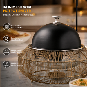 Iron Mesh Wire Food Warmer Casserole Stainless Steel Hotpot <b>Serving</b> <b>Dish</b> Buffet Server | Handcrafted Kitchen Cookware <b>Set</b> - Product Image 4