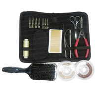 Kit d'outils professionnels en acier inoxydable argenté pour extensions de cheveux, comprenant un pince à sertir les perles à 2 trous, une pince à sertir les perles plates et un enfileur de boucles de fil