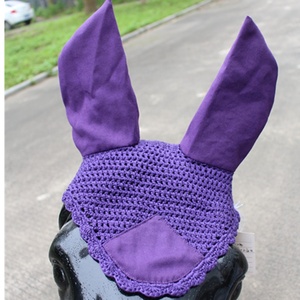 Velo de algodón transpirable para caballo con protección contra insectos y orejeras de malla de ganchillo para equitación y exhibiciones - Product Image 3