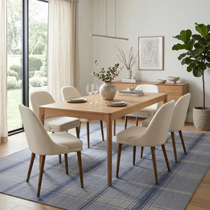 Tapis antidérapant DECORDEC en laine tissée plate, gris ardoise et bleu marine, à motif écossais moderne, pour salon, chambre et intérieurs d'hôtel - Product Image 3