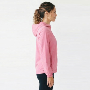 Veste coupe-vent à capuche pour femme avec logo brodé, fermeture éclair intégrale, veste de pluie légère en nylon, sweat à capuche 3/4 zip imperméable - Product Image 3