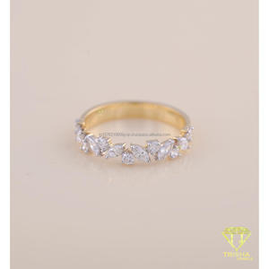 Anillo de Boda de Moissanita y Diamantes en Oro Rosa, Anillo Curvo Apilable de Media Eternidad, Anillo de Aniversario para Mujer, Regalo de Joyería - Product Image 5