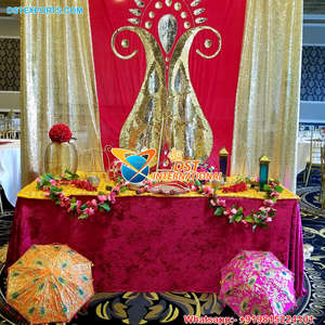 Muslim Heena Function Backdrop <b>Curtains</b> Decoration Elegant Muslim Mehndi Stage Backdrop <b>Curtains</b> Colorful Mehndi Stage Backdrop - Product Image 2