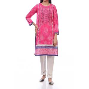 T-shirt Femme Brodé à Imprimé Numérique Rose Collection PS2348 - Product Image 3