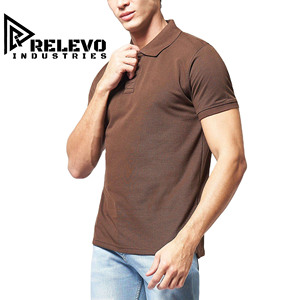 Chemise à manches courtes unie marron pour homme Relevo Industries, 100% coton, respirante, séchage rapide, écologique, vêtements décontractés - Product Image 6
