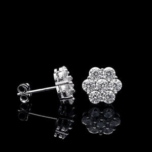 Pendientes de Diamantes con Forma de Flor Romántica, Pendientes de Moissanita con Plata de Ley S925, Regalo para el Día de San Valentín y Aniversario - Product Image 3