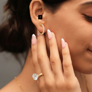 Boucles d'oreilles créoles et bague en diamant de laboratoire Inside Out, or jaune, or blanc, or rose, bijoux élégants et intemporels - Product Image 5
