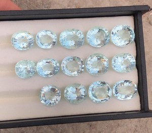 Lot de pierres précieuses d'aigue-marine naturelle, tons blanc et bleu, excellente taille, clarté impeccable, pierres brutes pour bijoux - Product Image 5