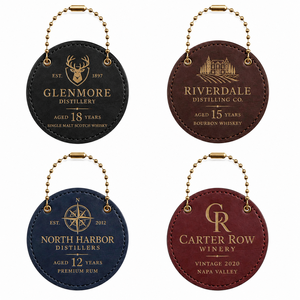 Étiquettes en cuir personnalisées pour carafes à vin promotionnelles, en gros - Product Image 1