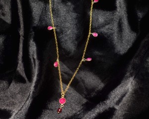 Sameer Art Craft Handcrafted 925 Sterling Silver 18K Gold Plated Natural <b>Ruby</b> Gemstone Minimalist Beach <b>Necklace</b> IGI Certified - Product Image 4