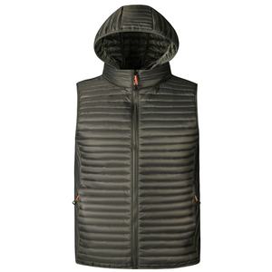 Chaleco Acolchado con Capucha para Hombre, Invierno, con Cierre de Cremallera, Cortavientos, Informal, Color Sólido, Largo Regular, Exterior de Poliéster - Product Image 1