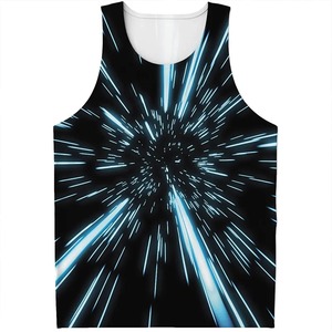 Débardeur pour homme grande taille à imprimé géométrique, col rond, sans manches, décontracté, en polyester tricoté - Product Image 4