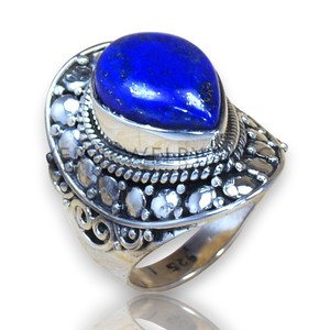 925 Sterling Silver Pear Shape Cut With Bezel Setting <b>Lapis</b> <b>Lazuli</b> Gemstone Women <b>Rings</b> Original Handmade Elegant Custom Jewelry - Product Image 1