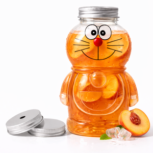 Bouteille en PET de 400 ml en forme de dessin animé, en matière vierge, sérigraphiée, avec bouchon à vis et couvercle en aluminium, pour emballage de boissons froides, exportation - Product Image 2