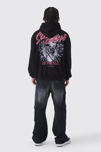 Sweat à capuche OEM personnalisé 500 GSM 100 % coton, coupe oversize à épaules tombantes, logo gaufré, teinture unie, pour homme, idéal pour l'hiver - Product Image 3