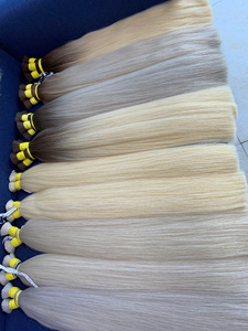 Extensions de cheveux humains vierges 100g les plus vendues, haute qualité, blond naturel, ondulé, super double drawn, pointes de cheveux - Product Image 2