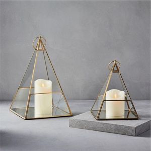 Modern Nordic Brass Metal Frame Glass House Candle Holder Wall Hanging <b>Tealight</b> <b>Lantern</b> Luxury Wedding Table Decor tlight Holder - Product Image 2