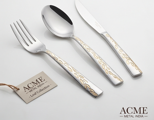 Ensemble de couverts Modern Leaf Collection, élégants en acier inoxydable, finition miroir, compatibles lave-vaisselle, pour mariage, fête et hôtel - Product Image 1