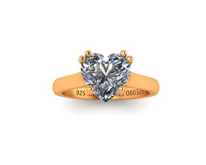 Luxury gold silver ladies <b>ring</b> yellow white rose style moissanite cvd colour stone <b>cz</b> vvs2 d heart 3.24 cts vs1 charm - Product Image 3
