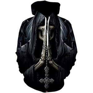 Sudadera con Capucha Oversize de Calavera Gráfica para Hombre, de Forro Polar Grueso, Estilo Urbano con Bolsillos - Product Image 6