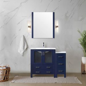 Navy Blue 42 In. W X 18.25 In. D Single Bath Vanity 18.25 In. D with White Ceramic Top and <b>Side</b> Cabinet Bathroom Vanities - Product Image 2
