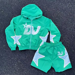 Streetwear Custom LogoCotton Windbreaker Tracksuit Joggers Pants Breathable <b>Jacket</b> Two Piece Windbreaker Set Tracksuits for Men - Product Image 1