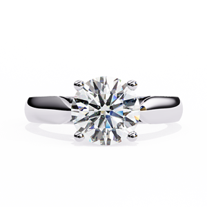 2.00ct Round Brilliant Cut E VVS Lab Grown Diamond IGI Certified 10K <b>Solid</b> White Gold Trendy Solitaire Engagement Ring - Product Image 1