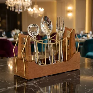 Porte-cuillères en bois pour table à manger, porte-spatules pour cuisine et restaurant, organisateur de cuillères pour table de bureau, organisateur de couverts - Product Image 2