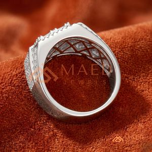 Luxury Men's Triple Row 925 Sterling Silver Plated <b>Ring</b> Silver <b>Iced</b> Out Zircon Hip Hop Signet <b>Ring</b> Statement diamond Jewellery - Product Image 3