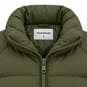 Chaqueta acolchada gris para mujer con cuello alto, cierre de cremallera, cálida para el invierno - Product Image 4