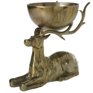 Cuenco de Reno de Metal Dorado Antiguo, Adorno Hecho a Mano de Estilo Tradicional para Decoración Navideña - Product Image 1