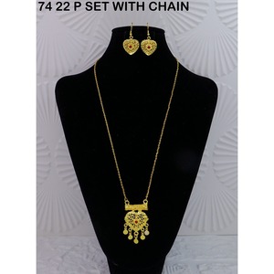 ชุดสร้อยคอจี้ห้อยทรงเจลาห์เคลือบทองสวยงาม สไตล์ชาติพันธุ์ ชุดเครื่องประดับโลหะผสมทอง สร้อยคอสำหรับผู้หญิง เครื่องประดับแฟชั่น - Product Image 2