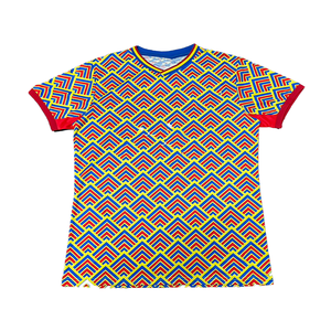 T-shirt à manches courtes pour homme, col rond, coupe classique, imprimé à motifs géométriques, bordure contrastée, style décontracté, tissu tissé 100% polyester - Product Image 6