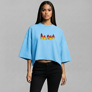 Camiseta de Mujer de Algodón 100% de 220GSM, Cuello Redondo, Manga Corta, Ajuste Regular, Estilo Casual de Verano, con Apliques, Nueva Colección 2026 - Product Image 1