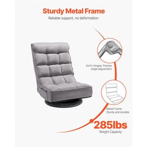360-Degree <b>Rotating</b> Swivel Floor Gaming <b>Chair</b> with 4 Adjustable Positions Folding Backrest Lumbar Support Foldable Feature - Product Image 4