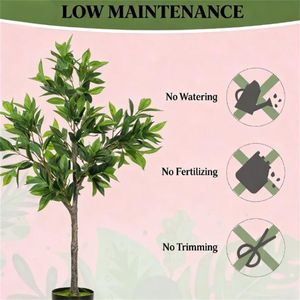 Albero Artificiale in Vaso per Decorazione Domestica, Pianta Finta per Arredamento Verde - Product Image 3