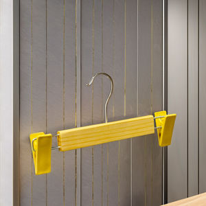 Cintres en bois de pin durables et écologiques, crochets en acier inoxydable pour salon individuel, finition laquée, design plat multifonctionnel - Product Image 6