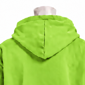 Sudadera con capucha de doble capa verde lima, oversize, de manga corta con capa superior de manga larga, estilo relajado, streetwear - Product Image 4