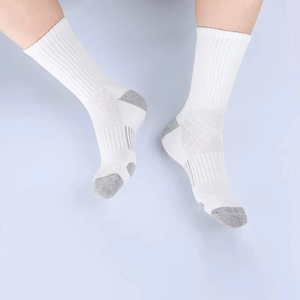Crew Athletic <b>Socks</b> Solid White Knitted Breathable Cotton Bamboo Fiber for <b>Running</b> Adults Summer Season - Product Image 1