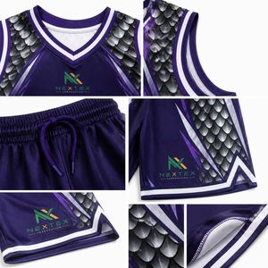 Conjunto de Uniforme de Baloncesto Personalizado para Hombre con Diseño de Escamas de Dragón, Jersey de Malla Sublimada, Pantalones Cortos, Ropa Deportiva de Equipo, Kit de Equipamiento para Juego, Venta OEM - Product Image 6