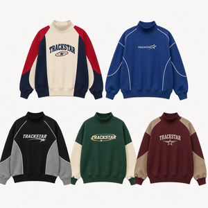 เสื้อสเวตเชิ้ตคอเต่าปักลาย Trackstar สำหรับผู้หญิง ผ้าฝ้ายถัก 100% สไตล์ลำลองแบบวาร์ซิตี้สำหรับฤดูใบไม้ร่วง ดีไซน์พิมพ์ลายตัวอักษรด้านหน้า - Product Image 2