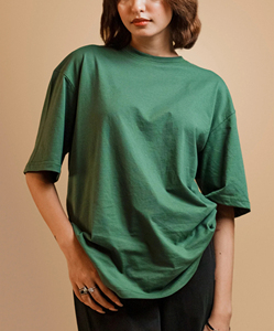 เสื้อยืดแขนสั้นผู้หญิงทรงปกติ ผ้าฝ้าย 100% น้ำหนักมาก สีพื้น ใส่สบาย ระบายอากาศได้ดี เป็นมิตรกับสิ่งแวดล้อม ตกแต่งด้วยลายปัก - Product Image 4