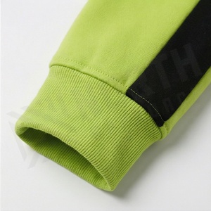 Men's Lime Green Hooded <b>Tracksuit</b> Full Sleeve Solid Color Casual Sportswear With Side Pockets Drawstring Closure - Product Image 6