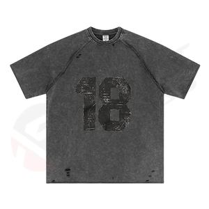 T-shirts pour hommes à manches courtes, col en V, coupe classique, en tissu satiné 100% coton, imprimé avec un motif personnalisé, 280 g/m² - Product Image 2