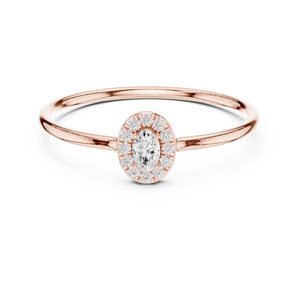 Bague de fiançailles ovale en diamant halo pour femme, bague de promesse minimaliste, bague de mariée à taille ovale, bijoux fins, cadeau d'anniversaire - Product Image 2